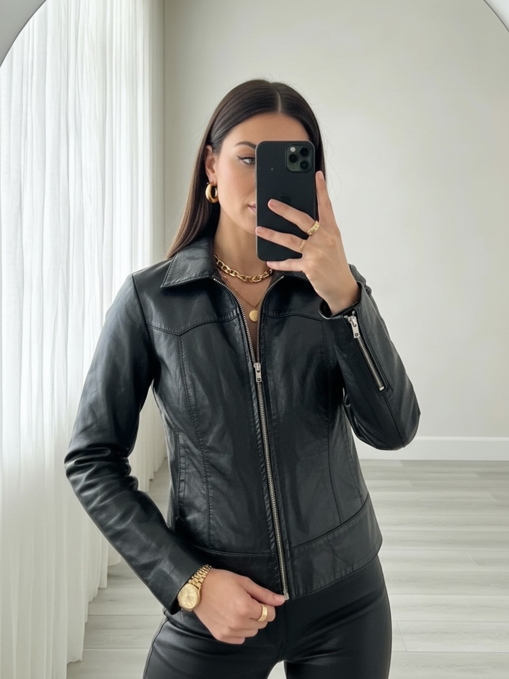 Vintage 90s Pegabo Genuine Leather Moto Jacket Black Size M